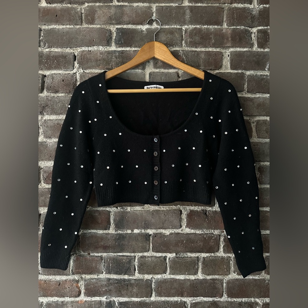 Nathalia rhinestone wool cardigan